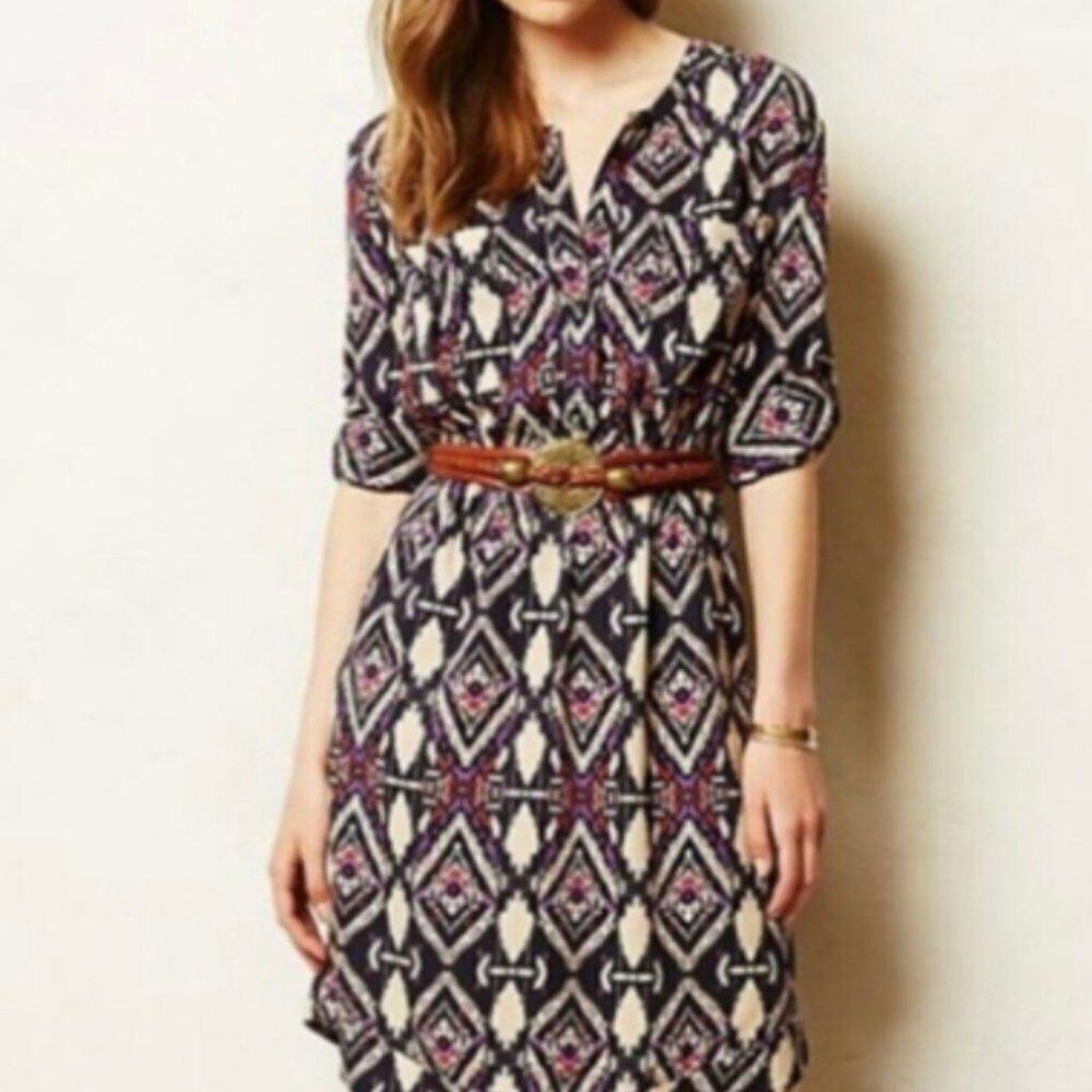 Holding Horses Mira Ikat Tribal Dress Anthropologie Size 4 Knee Length